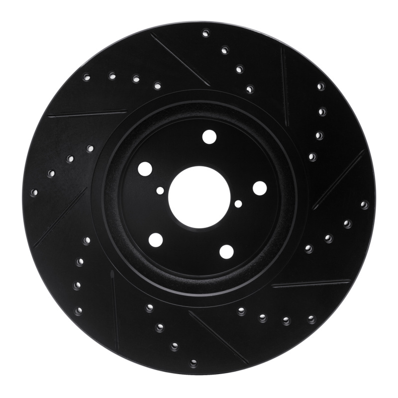 Subaru Tribeca Brake Rotor (1) - Front Left - R1 Concepts - Drilled & Slotted - Black - `06-`21